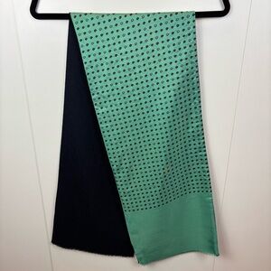 Vintage Christian Dior Teal Silk Paisley Navy Wool Men's Scarf Luxury **FLAWS**